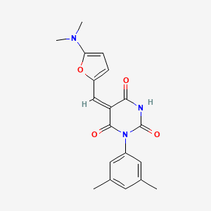 (5E)-5-{[5-(DIMETHYLAMINO)FURAN-2-YL]METHYLIDENE}-1-(3,5-DIMETHYLPHENYL)-1,3-DIAZINANE-2,4,6-TRIONE