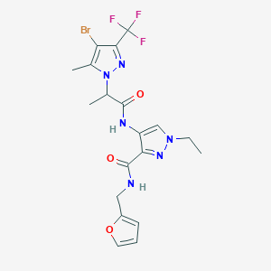 molecular formula C19H20BrF3N6O3 B4639345 4-({2-[4-bromo-5-methyl-3-(trifluoromethyl)-1H-pyrazol-1-yl]propanoyl}amino)-1-ethyl-N-(2-furylmethyl)-1H-pyrazole-3-carboxamide 