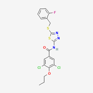 3,5-dichloro-N-{5-[(2-fluorobenzyl)thio]-1,3,4-thiadiazol-2-yl}-4-propoxybenzamide