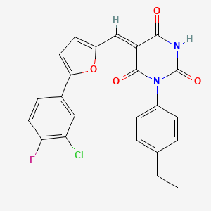 (5Z)-5-[[5-(3-chloro-4-fluorophenyl)furan-2-yl]methylidene]-1-(4-ethylphenyl)-1,3-diazinane-2,4,6-trione