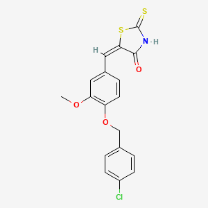 (5E)-5-({4-[(4-CHLOROPHENYL)METHOXY]-3-METHOXYPHENYL}METHYLIDENE)-2-SULFANYLIDENE-1,3-THIAZOLIDIN-4-ONE