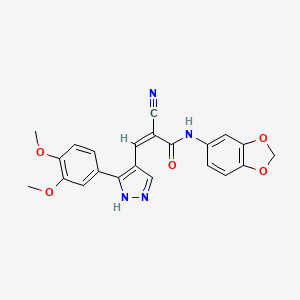 molecular formula C22H18N4O5 B4639408 N-1,3-benzodioxol-5-yl-2-cyano-3-[3-(3,4-dimethoxyphenyl)-1H-pyrazol-4-yl]acrylamide 