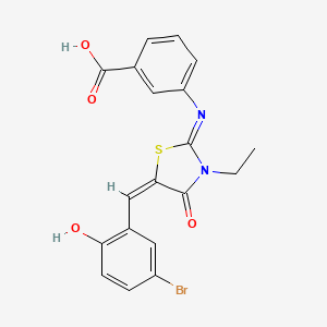 3-{[(2Z,5E)-5-(5-bromo-2-hydroxybenzylidene)-3-ethyl-4-oxo-1,3-thiazolidin-2-ylidene]amino}benzoic acid