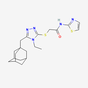 molecular formula C20H27N5OS2 B4639466 2-{[5-(1-adamantylmethyl)-4-ethyl-4H-1,2,4-triazol-3-yl]thio}-N-1,3-thiazol-2-ylacetamide 