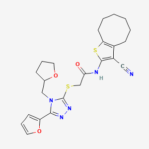 N-(3-cyano-4,5,6,7,8,9-hexahydrocycloocta[b]thiophen-2-yl)-2-{[5-(furan-2-yl)-4-(tetrahydrofuran-2-ylmethyl)-4H-1,2,4-triazol-3-yl]sulfanyl}acetamide