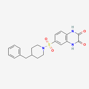 molecular formula C20H21N3O4S B4639506 6-[(4-benzyl-1-piperidinyl)sulfonyl]-1,4-dihydro-2,3-quinoxalinedione 