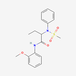 molecular formula C18H22N2O4S B4639560 N-(2-methoxyphenyl)-2-[(methylsulfonyl)(phenyl)amino]butanamide 