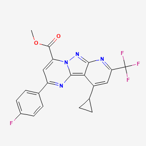 methyl 13-cyclopropyl-4-(4-fluorophenyl)-11-(trifluoromethyl)-3,7,8,10-tetrazatricyclo[7.4.0.02,7]trideca-1,3,5,8,10,12-hexaene-6-carboxylate