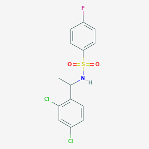 molecular formula C14H12Cl2FNO2S B4639602 N-[1-(2,4-dichlorophenyl)ethyl]-4-fluorobenzenesulfonamide 