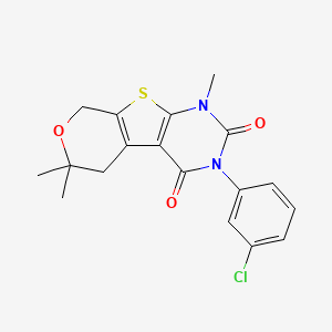 molecular formula C18H17ClN2O3S B4639614 4-(3-chlorophenyl)-6,12,12-trimethyl-11-oxa-8-thia-4,6-diazatricyclo[7.4.0.02,7]trideca-1(9),2(7)-diene-3,5-dione 