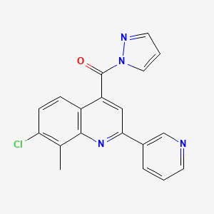 molecular formula C19H13ClN4O B4639623 [7-CHLORO-8-METHYL-2-(3-PYRIDYL)-4-QUINOLYL](1H-PYRAZOL-1-YL)METHANONE 