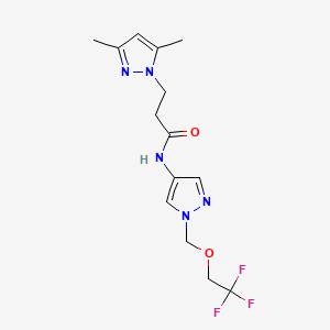 molecular formula C14H18F3N5O2 B4639670 3-(3,5-DIMETHYL-1H-PYRAZOL-1-YL)-N~1~-{1-[(2,2,2-TRIFLUOROETHOXY)METHYL]-1H-PYRAZOL-4-YL}PROPANAMIDE 