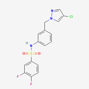 molecular formula C16H12ClF2N3O2S B4639693 N-{3-[(4-chloro-1H-pyrazol-1-yl)methyl]phenyl}-3,4-difluorobenzenesulfonamide 