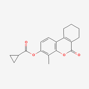 molecular formula C18H18O4 B4639707 4-METHYL-6-OXO-6H,7H,8H,9H,10H-CYCLOHEXA[C]CHROMEN-3-YL CYCLOPROPANECARBOXYLATE 