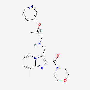 molecular formula C22H27N5O3 B4639709 N-{[8-methyl-2-(4-morpholinylcarbonyl)imidazo[1,2-a]pyridin-3-yl]methyl}-2-(3-pyridinyloxy)-1-propanamine 