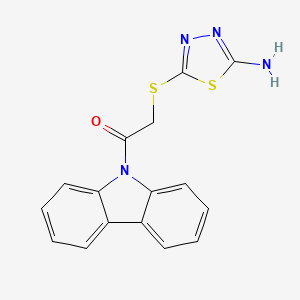 molecular formula C16H12N4OS2 B4639736 2-(5-Amino-[1,3,4]thiadiazol-2-ylsulfanyl)-1-carbazol-9-yl-ethanone 