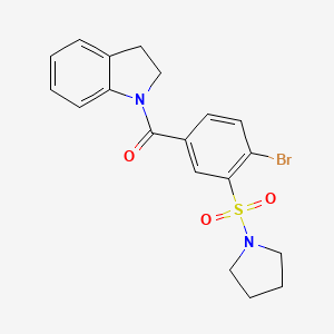 molecular formula C19H19BrN2O3S B4639769 1-[4-bromo-3-(1-pyrrolidinylsulfonyl)benzoyl]indoline 