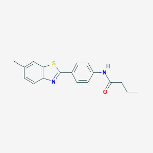 molecular formula C18H18N2OS B463977 N-[4-(6-methyl-1,3-benzothiazol-2-yl)phenyl]butanamide CAS No. 288310-12-3