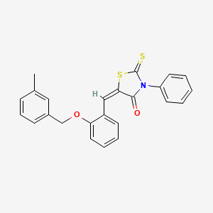 (5E)-5-[[2-[(3-methylphenyl)methoxy]phenyl]methylidene]-3-phenyl-2-sulfanylidene-1,3-thiazolidin-4-one