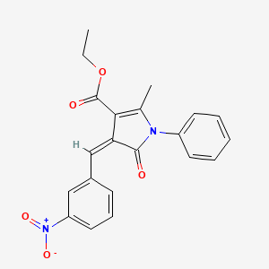 molecular formula C21H18N2O5 B4639814 ETHYL (4Z)-2-METHYL-4-[(3-NITROPHENYL)METHYLIDENE]-5-OXO-1-PHENYL-4,5-DIHYDRO-1H-PYRROLE-3-CARBOXYLATE 