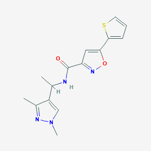 molecular formula C15H16N4O2S B4639851 N-[1-(1,3-dimethyl-1H-pyrazol-4-yl)ethyl]-5-(2-thienyl)-3-isoxazolecarboxamide 