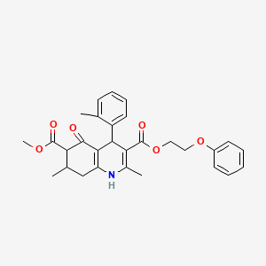 6-Methyl 3-(2-phenoxyethyl) 2,7-dimethyl-4-(2-methylphenyl)-5-oxo-1,4,5,6,7,8-hexahydroquinoline-3,6-dicarboxylate