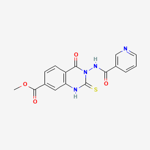 molecular formula C16H12N4O4S B4639929 methyl 4-oxo-3-[(3-pyridinylcarbonyl)amino]-2-thioxo-1,2,3,4-tetrahydro-7-quinazolinecarboxylate 