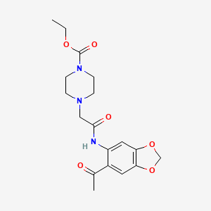 ethyl 4-{2-[(6-acetyl-1,3-benzodioxol-5-yl)amino]-2-oxoethyl}-1-piperazinecarboxylate