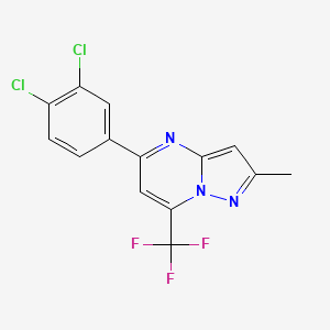 molecular formula C14H8Cl2F3N3 B4640041 5-(3,4-dichlorophenyl)-2-methyl-7-(trifluoromethyl)pyrazolo[1,5-a]pyrimidine 