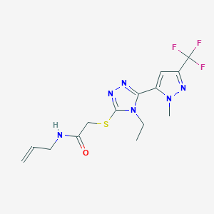 molecular formula C14H17F3N6OS B4640072 N~1~-ALLYL-2-({4-ETHYL-5-[1-METHYL-3-(TRIFLUOROMETHYL)-1H-PYRAZOL-5-YL]-4H-1,2,4-TRIAZOL-3-YL}SULFANYL)ACETAMIDE 