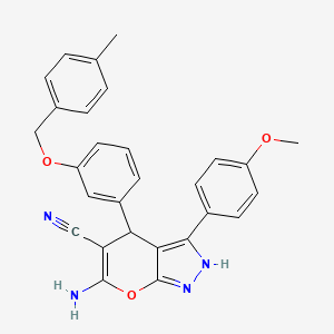 molecular formula C28H24N4O3 B4640079 6-AMINO-3-(4-METHOXYPHENYL)-4-{3-[(4-METHYLBENZYL)OXY]PHENYL}-1,4-DIHYDROPYRANO[2,3-C]PYRAZOL-5-YL CYANIDE 