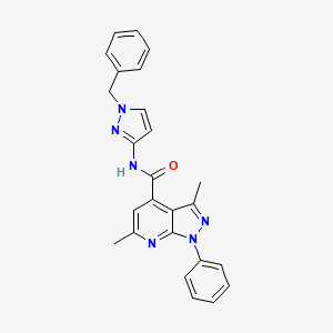 molecular formula C25H22N6O B4640089 N-(1-benzyl-1H-pyrazol-3-yl)-3,6-dimethyl-1-phenyl-1H-pyrazolo[3,4-b]pyridine-4-carboxamide 