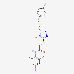 2-[[5-[(4-chlorophenyl)methylsulfanylmethyl]-4-methyl-1,2,4-triazol-3-yl]sulfanyl]-N-(4-iodo-2,6-dimethylphenyl)acetamide