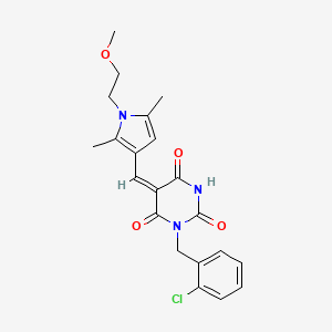 molecular formula C21H22ClN3O4 B4640207 1-(2-chlorobenzyl)-5-{[1-(2-methoxyethyl)-2,5-dimethyl-1H-pyrrol-3-yl]methylene}-2,4,6(1H,3H,5H)-pyrimidinetrione 