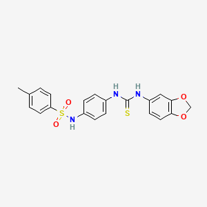 molecular formula C21H19N3O4S2 B4640248 N-(4-{[(1,3-benzodioxol-5-ylamino)carbonothioyl]amino}phenyl)-4-methylbenzenesulfonamide 