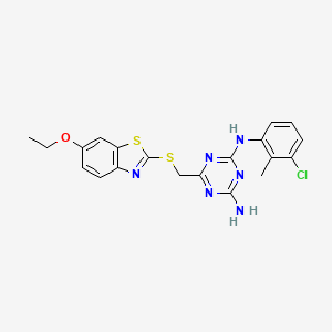 N-(3-chloro-2-methylphenyl)-6-{[(6-ethoxy-1,3-benzothiazol-2-yl)thio]methyl}-1,3,5-triazine-2,4-diamine