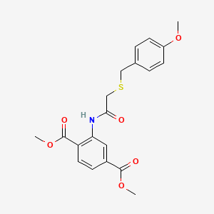 molecular formula C20H21NO6S B4640374 dimethyl 2-({[(4-methoxybenzyl)thio]acetyl}amino)terephthalate 