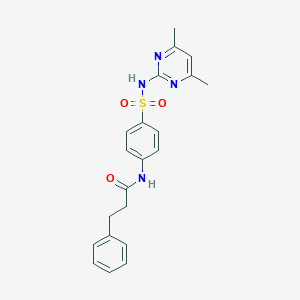 molecular formula C21H22N4O3S B464049 N-(4-{[(4,6-dimethyl-2-pyrimidinyl)amino]sulfonyl}phenyl)-3-phenylpropanamide CAS No. 307545-54-6