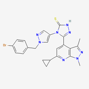 4-[1-(4-bromobenzyl)-1H-pyrazol-4-yl]-5-(6-cyclopropyl-1,3-dimethyl-1H-pyrazolo[3,4-b]pyridin-4-yl)-4H-1,2,4-triazole-3-thiol