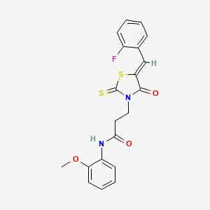 3-[5-(2-fluorobenzylidene)-4-oxo-2-thioxo-1,3-thiazolidin-3-yl]-N-(2-methoxyphenyl)propanamide