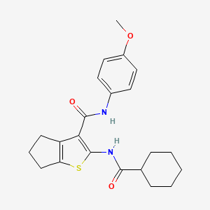 molecular formula C22H26N2O3S B4640593 2-[(cyclohexylcarbonyl)amino]-N-(4-methoxyphenyl)-5,6-dihydro-4H-cyclopenta[b]thiophene-3-carboxamide 