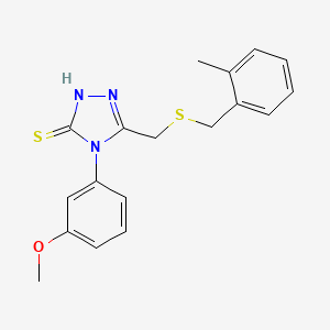 molecular formula C18H19N3OS2 B4640619 4-(3-methoxyphenyl)-5-{[(2-methylbenzyl)thio]methyl}-4H-1,2,4-triazole-3-thiol 