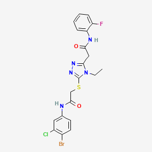 molecular formula C20H18BrClFN5O2S B4640658 2-[5-({2-[(4-bromo-3-chlorophenyl)amino]-2-oxoethyl}thio)-4-ethyl-4H-1,2,4-triazol-3-yl]-N-(2-fluorophenyl)acetamide 