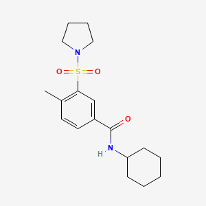 molecular formula C18H26N2O3S B4640665 N-cyclohexyl-4-methyl-3-(1-pyrrolidinylsulfonyl)benzamide 