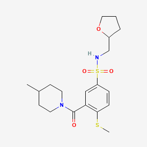 molecular formula C19H28N2O4S2 B4640668 3-[(4-methyl-1-piperidinyl)carbonyl]-4-(methylthio)-N-(tetrahydro-2-furanylmethyl)benzenesulfonamide 