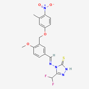 molecular formula C19H17F2N5O4S B4640675 5-(difluoromethyl)-4-({4-methoxy-3-[(3-methyl-4-nitrophenoxy)methyl]benzylidene}amino)-4H-1,2,4-triazole-3-thiol 