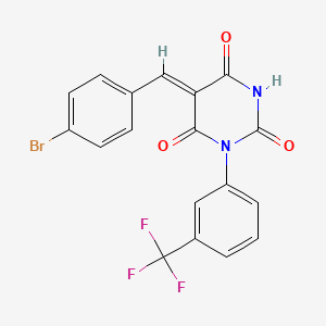molecular formula C18H10BrF3N2O3 B4640696 5-(4-bromobenzylidene)-1-[3-(trifluoromethyl)phenyl]pyrimidine-2,4,6(1H,3H,5H)-trione 