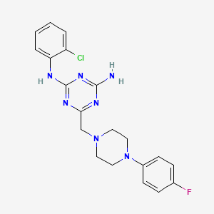 molecular formula C20H21ClFN7 B4640700 N-(2-chlorophenyl)-6-{[4-(4-fluorophenyl)-1-piperazinyl]methyl}-1,3,5-triazine-2,4-diamine 