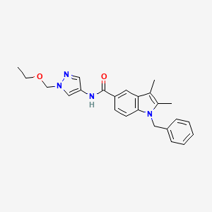 molecular formula C24H26N4O2 B4640701 1-benzyl-N-[1-(ethoxymethyl)-1H-pyrazol-4-yl]-2,3-dimethyl-1H-indole-5-carboxamide 