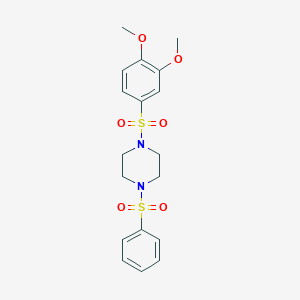molecular formula C18H22N2O6S2 B4640712 1-[(3,4-dimethoxyphenyl)sulfonyl]-4-(phenylsulfonyl)piperazine 